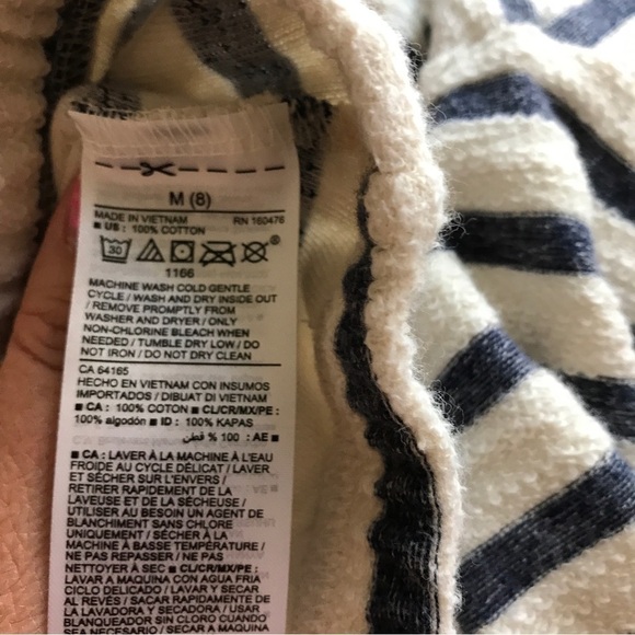 3/$15 old navy boys/kids 100% cotton blue and white stripe hoodie top - Picture 8 of 9